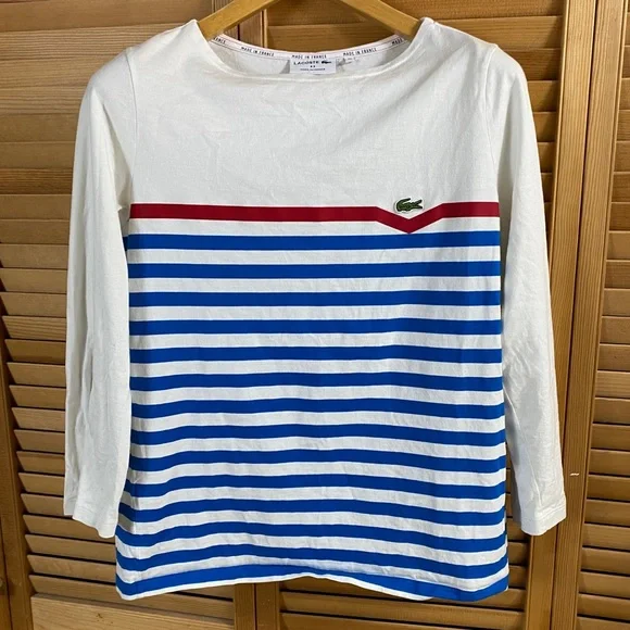 Women’s Lacoste Made In France Striped Organic Cotton T-shirt - Picture 2 of 6